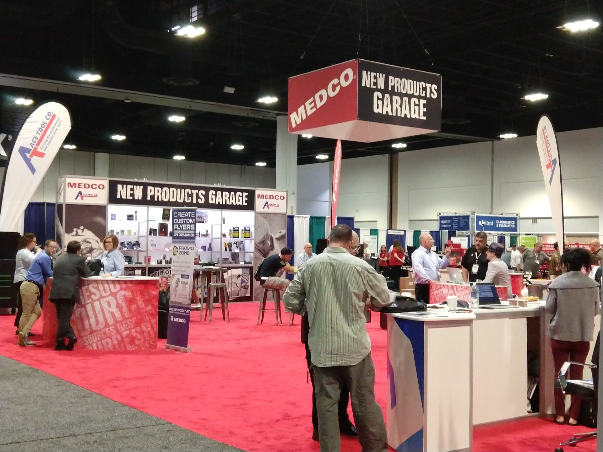 The New Products garage at the center of the show floor had innovative products on display and resources for mobile dealers.