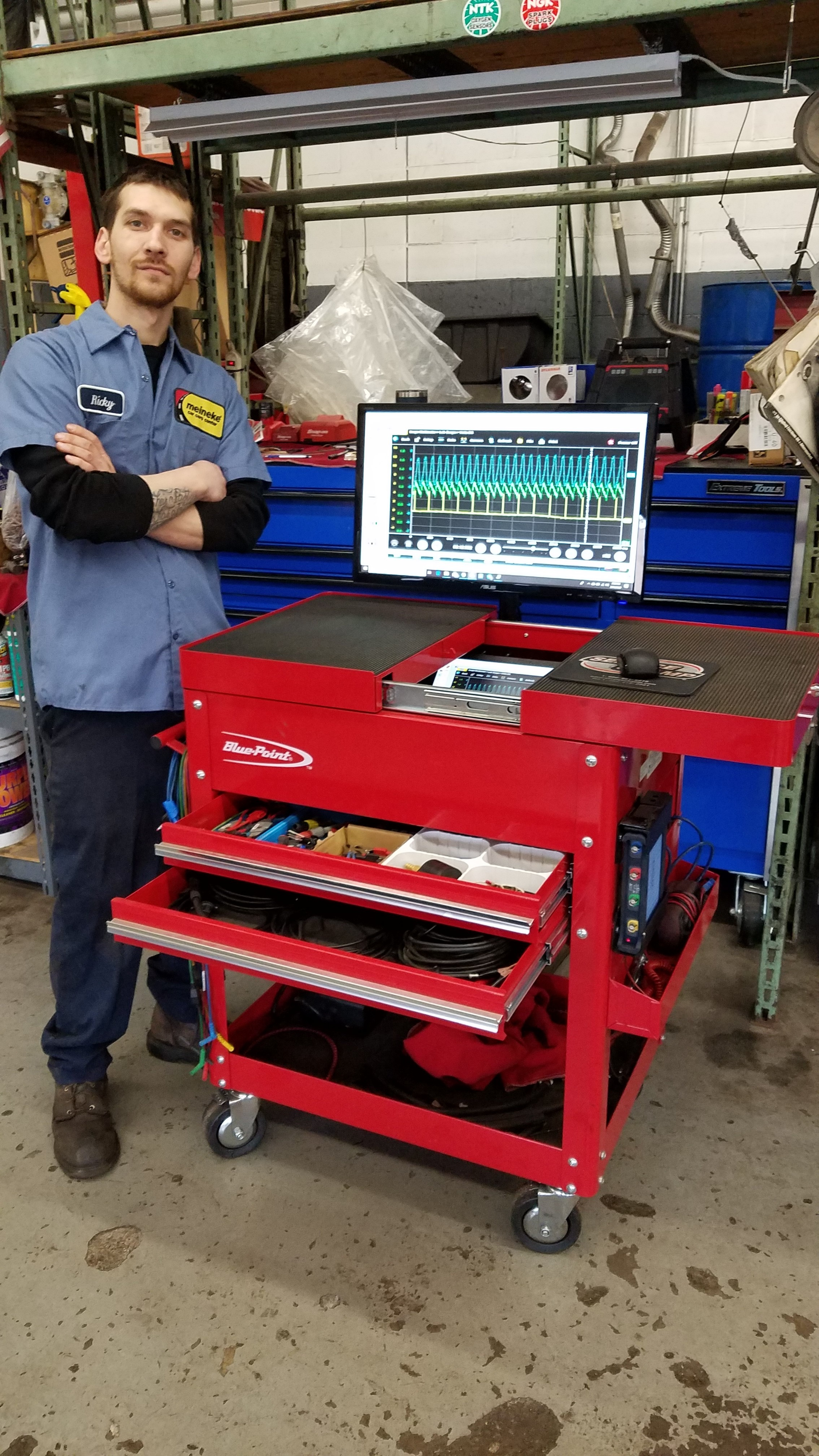 Rick Urso, technician for over 15 years, purchased a tool cart a year ago and has since been modifying it to fit his needs.