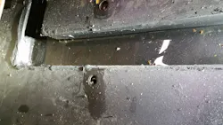 Figure 4- The root cause of the fault is apparently water ingress. Of course, regardless of the repair to the non-functional RPSD system, the job is not complete until the water leak is properly sealed. Figure 4- The root cause of the fault is apparently water ingress. Of course, regardless of the repair to the non-functional RPSD system, the job is not complete until the water leak is properly sealed.