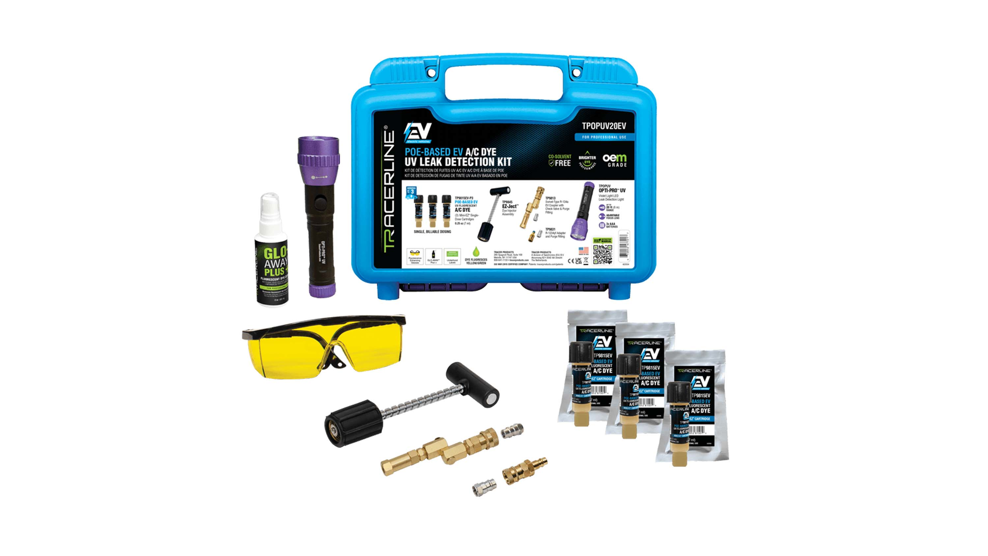Tracer POE-Based EV A/C Dye Complete UV Leak Detection Kit, No. TPOPUV20EV