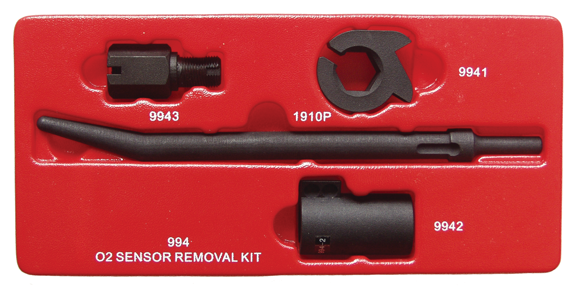 The Lock Technology Shockit Socket O2 Sensor Removal Kit, No. LT994, is designed to easily remove O2 sensors when ratchets, wrenches, and sockets don't fit. Use air hammer power to access, loosen, and remove seized and obstructed O2 sensors.