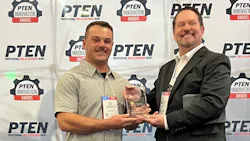 Austin Matney (left) accepting the 2022 Best Young Tech Award from Motor Age Managing Editor Jay Sicht (right). Austin Matney (left) accepting the 2022 Best Young Tech Award from Motor Age Managing Editor Jay Sicht (right).