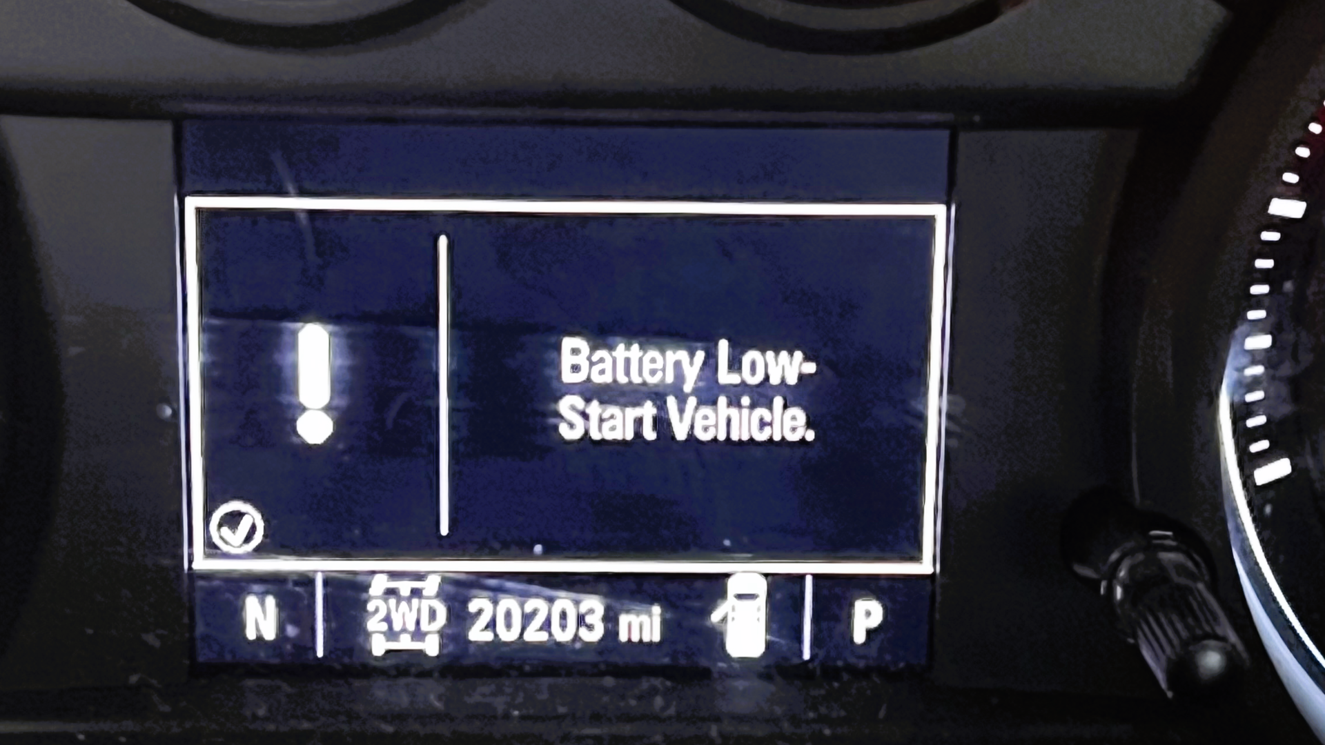 Figure 1- &ldquo;Battery low&mdash;start engine&rdquo; driver&rsquo;s information