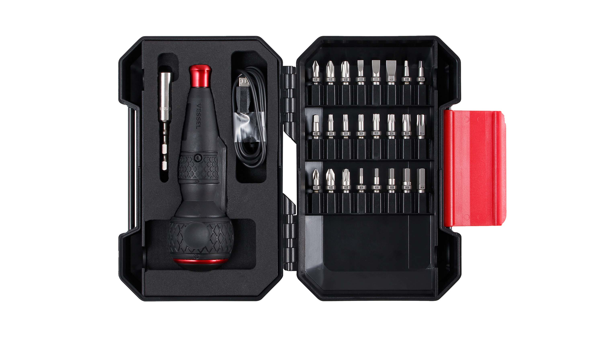 Vessel Rechargeable Ball Grip Screwdriver with 25-pc Bit Set, No. 220USB-25U