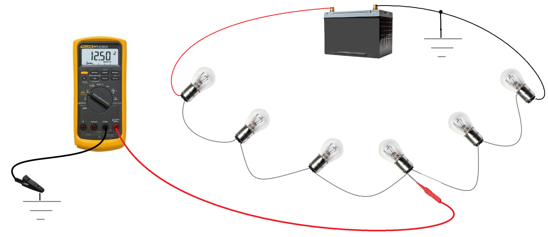 Figure 6- A common technique is to divide and conquer. Splitting a circuit means beginning testing in the middle. In essence, in one simple step, you are eliminating half the circuit which means no unnecessary testing.