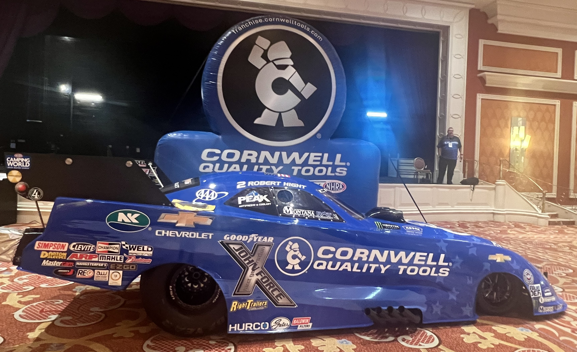 John Force's Cornwell Tools branded racecar.