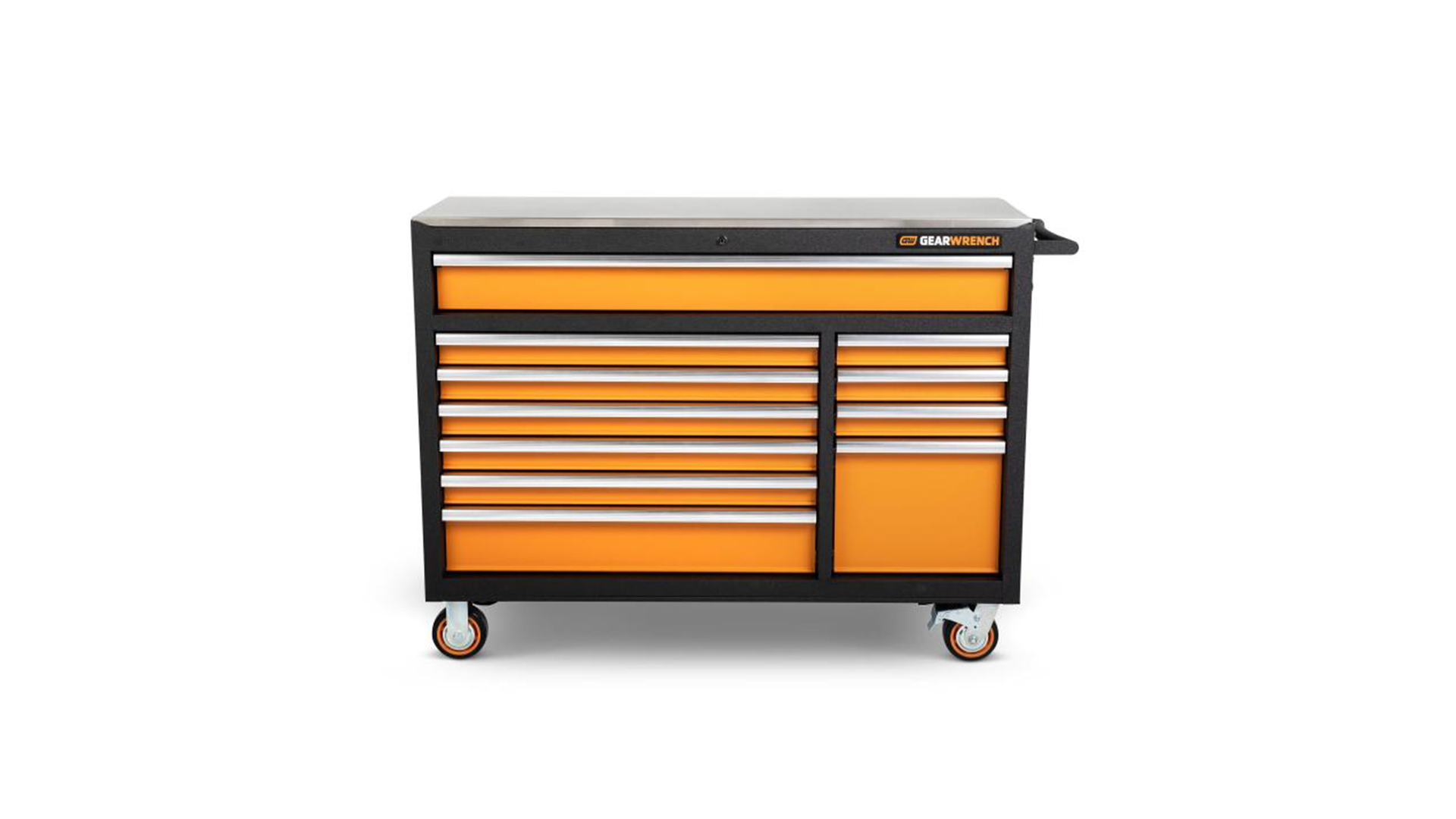 52' 11 Drawer GSX Series Rolling Tool Cabinet with Stainless Steel Worktop, No.83247
