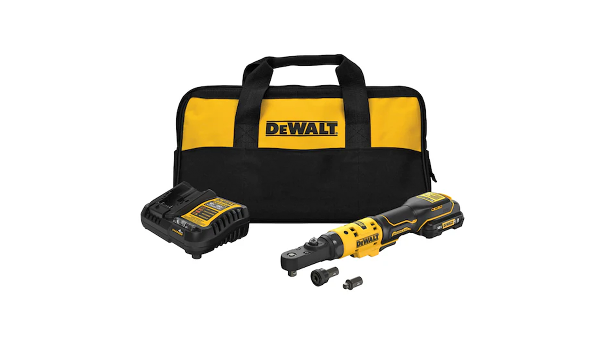 Xtreme 12V Max Brushless Cordless 3/8' and 1/4' Sealed Head Ratchet Kit, No. DCF500GG1