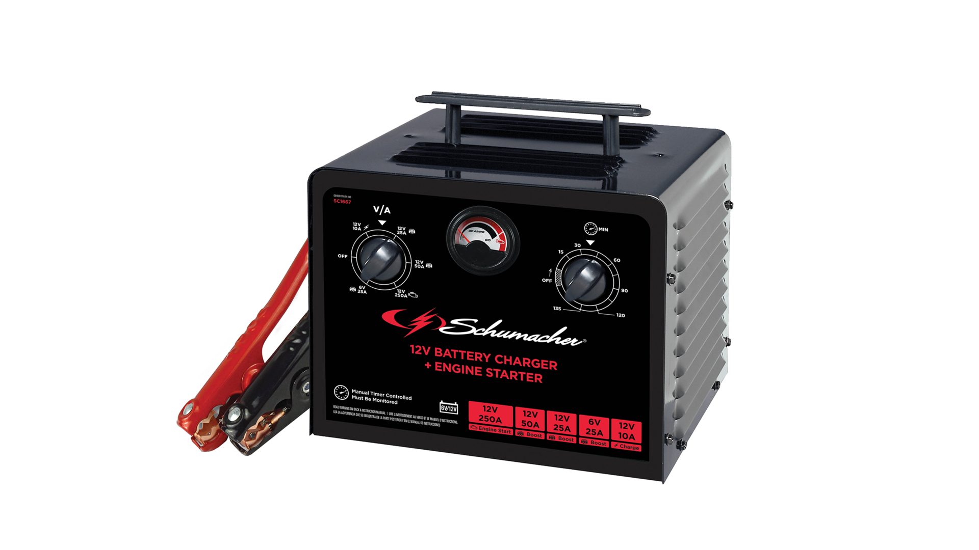 6V/12V 250A Manual Timer-Controlled Battery Charger and Jump Starter, No. SC1667