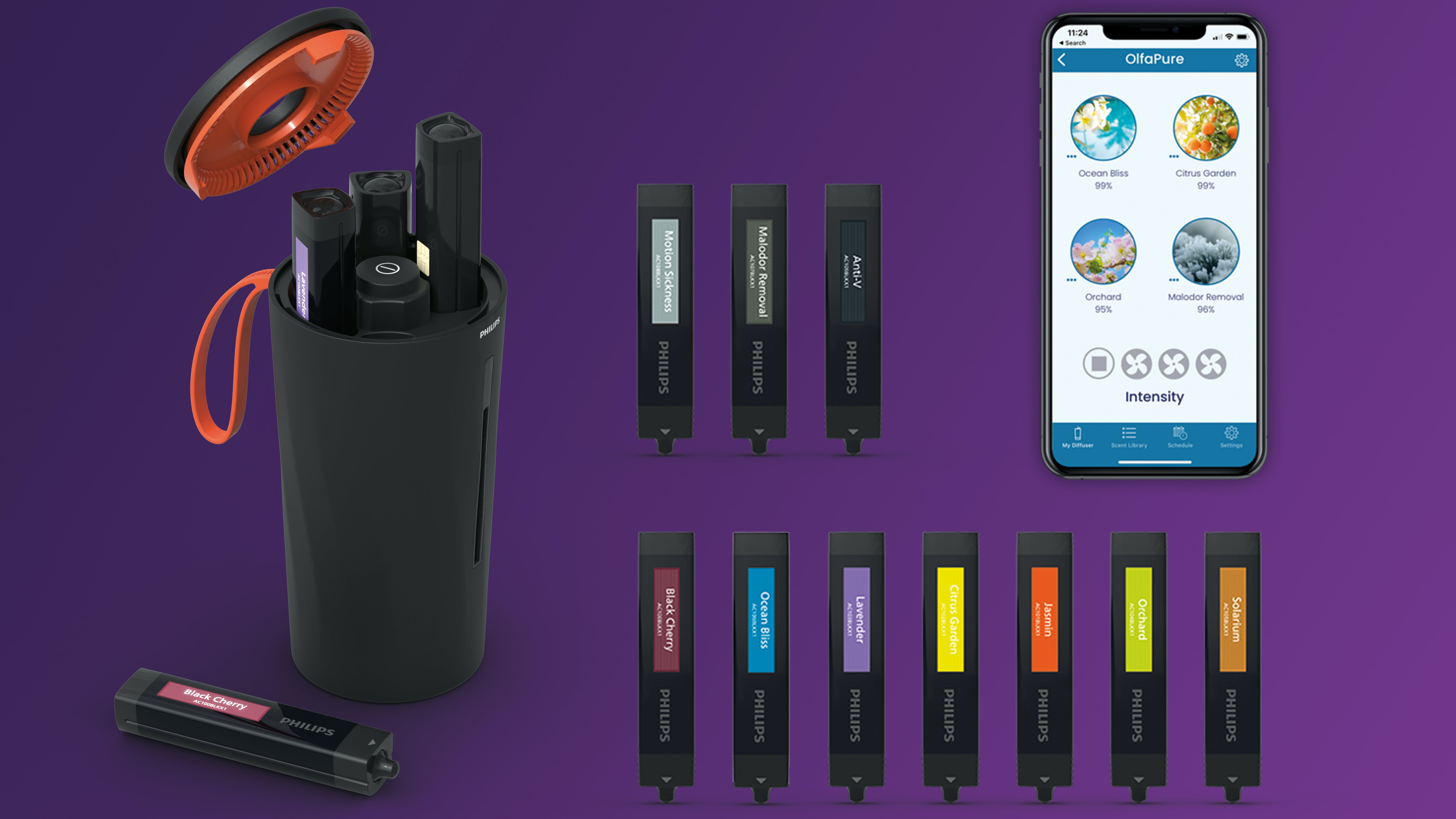 6578642736cf64001fa6d80b Philips Olfapure Car Aroma Diffuser Scents