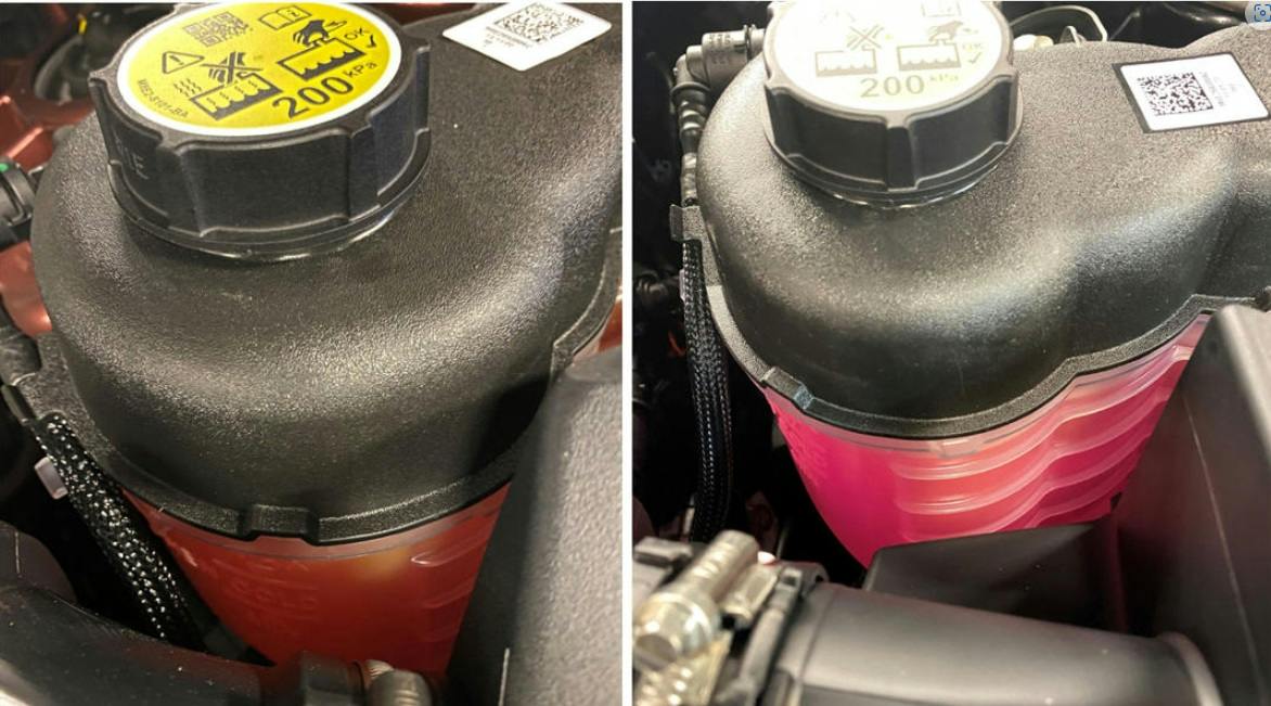 Havoline XLC is shown here at the left, with the newly adopted Arteco Freecor FTC at the right. Note the color difference.