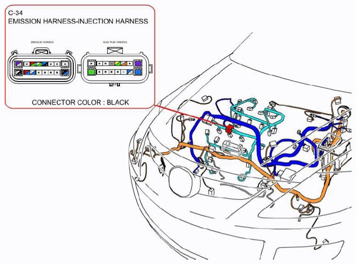 Note the location of the C-34 connector.