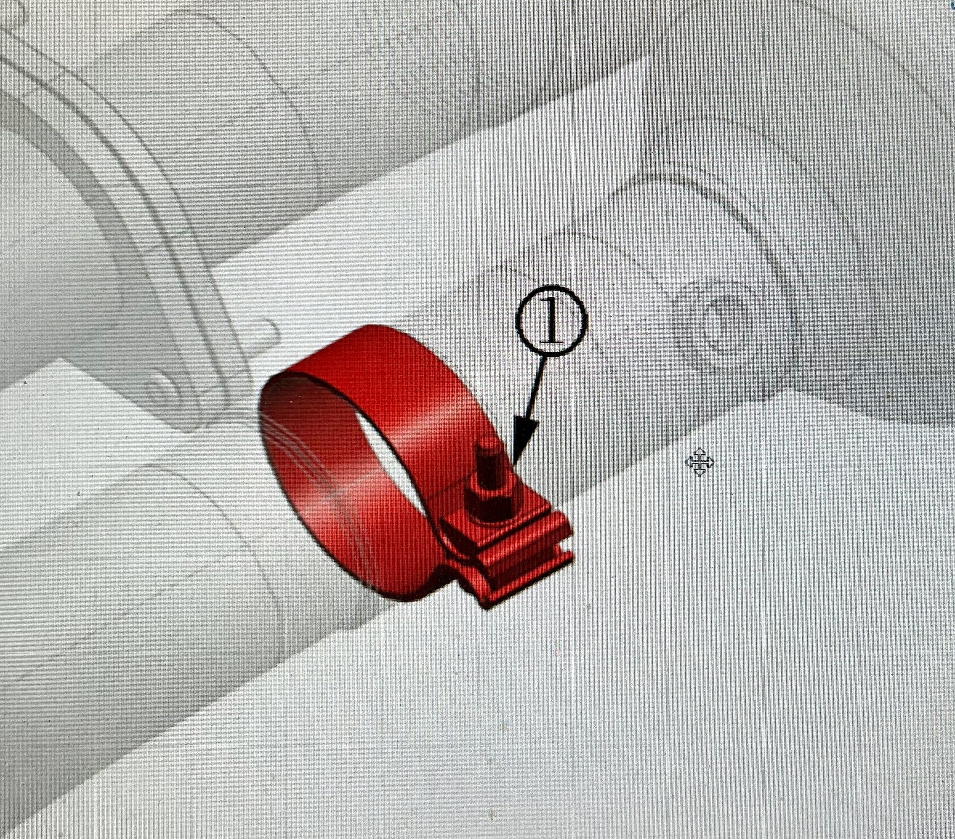 Replace the existing clamp with exhaust band clamp 23424562.