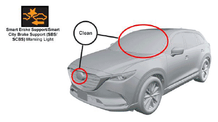 Make sure the front grille emblem and windshield are clean.