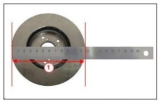 Measure the front brake rotor outer diameter to obtain the correct updated brake pads.