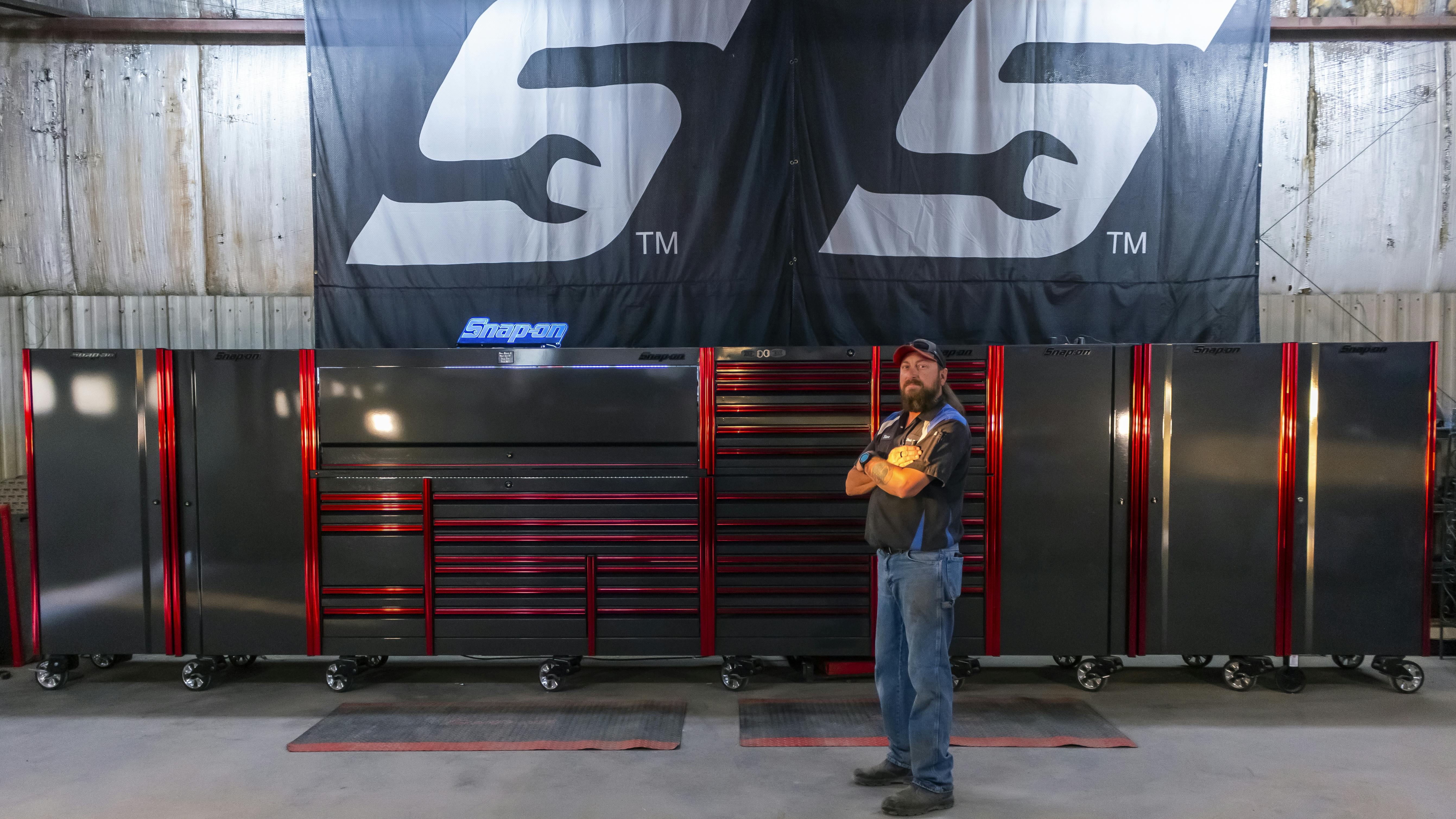 Steve Keim's 25' long toolbox setup houses all his shop's specialty tools.