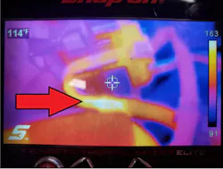 The Snap-on Diagnostic Thermal Imageroffers dual views of the image being targeted. A rawphoto and one indicating the intensity of Infrared radiation (heat signature). The Snap-on Diagnostic Thermal Imageroffers dual views of the image being targeted. A rawphoto and one indicating the intensity of Infrared radiation (heat signature).