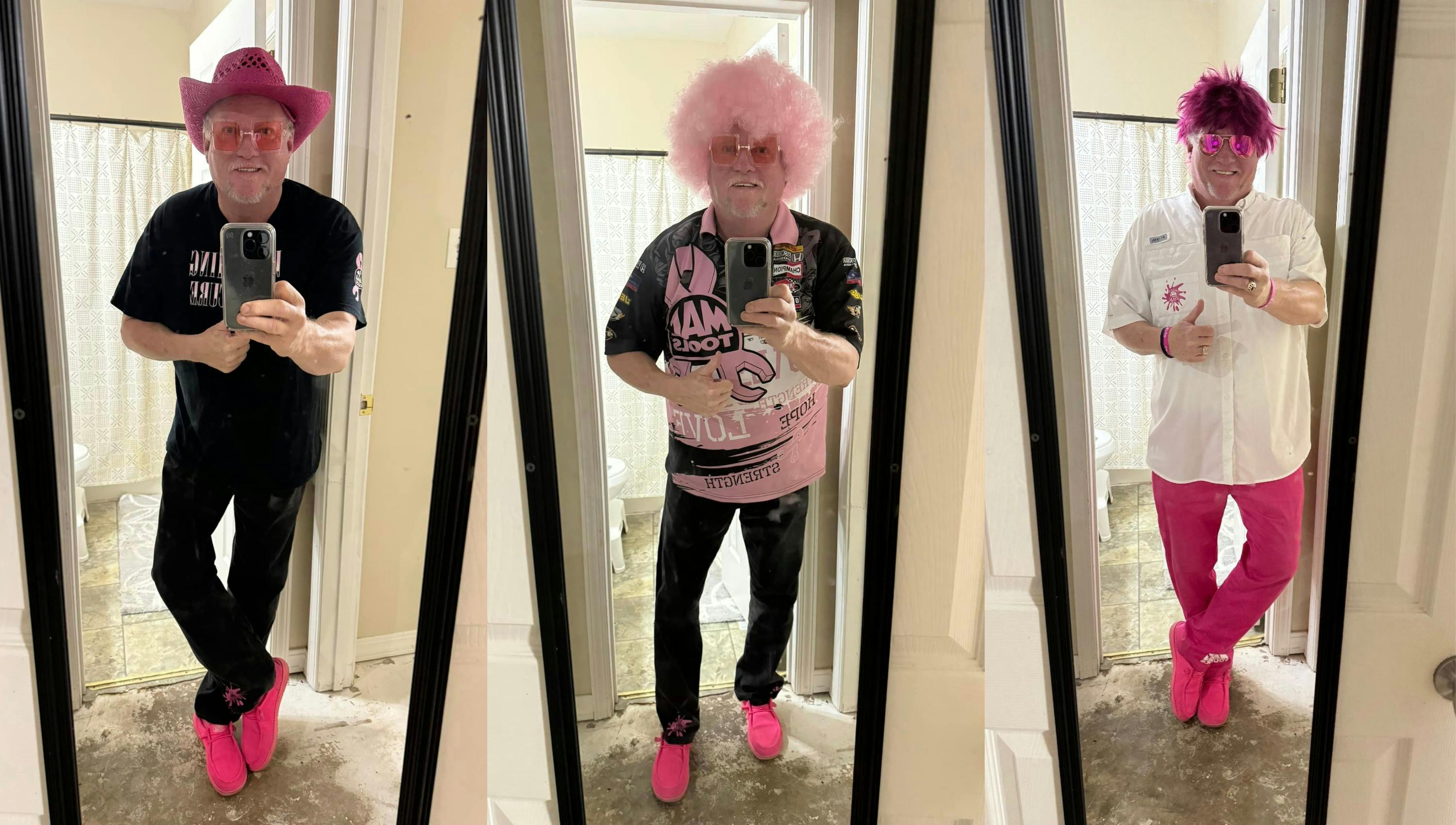 Mac Tools distributor Robert Tolbert is wearing pink to help raise breast cancer awareness all year long.