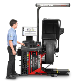 In order to address both balance and radial force variation issues, balancing centers such as this Hunter Road Force Elite system feature a road wheel, allowing a simulation of how the assembly performs as the vehicle is driven. This type of equipment is indispensable in solving “mystery” vibration issues. In order to address both balance and radial force variation issues, balancing centers such as this Hunter Road Force Elite system feature a road wheel, allowing a simulation of how the assembly performs as the vehicle is driven. This type of equipment is indispensable in solving “mystery” vibration issues.