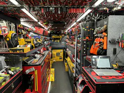 Bowlin's route covers a variety of stops — independent shops, body shops, heavy duty shops, dealerships, and even a tree farm. Bowlin's route covers a variety of stops — independent shops, body shops, heavy duty shops, dealerships, and even a tree farm.