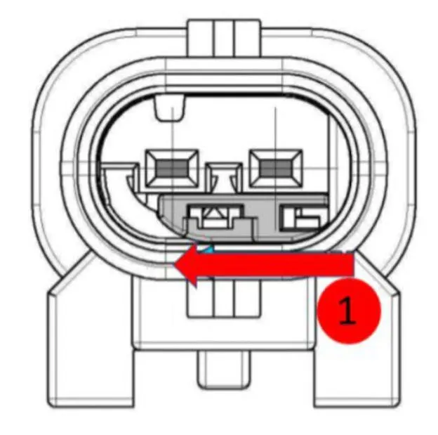 Slide the purple tab to expose the terminal release hole openings. Slide the purple tab to expose the terminal release hole openings.