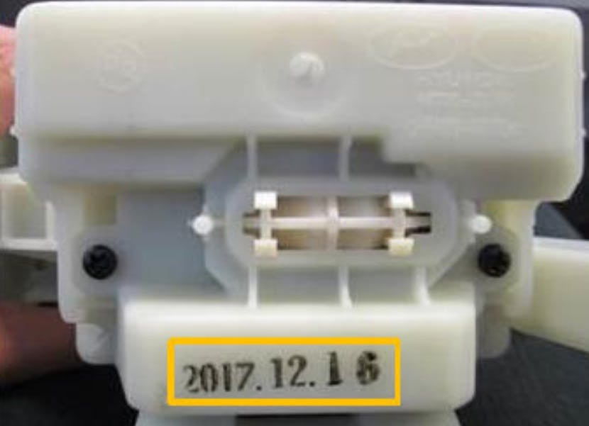 Example of date code on the bottom of the electronic shifter.