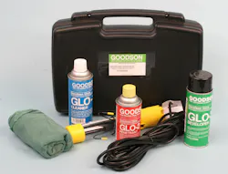 Dye penetrant kits are available that include a cleaner, dye penetrant and developer. A black light is used to aid in visual detection. Dye penetrant kits are available that include a cleaner, dye penetrant and developer. A black light is used to aid in visual detection.