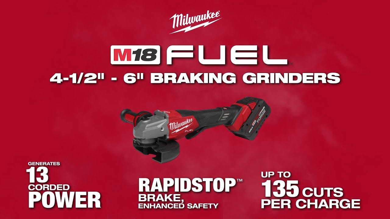 Milwaukee&circledR; M18 FUEL&trade; 4-1/2'-6' Braking Grinder, Paddle Switch