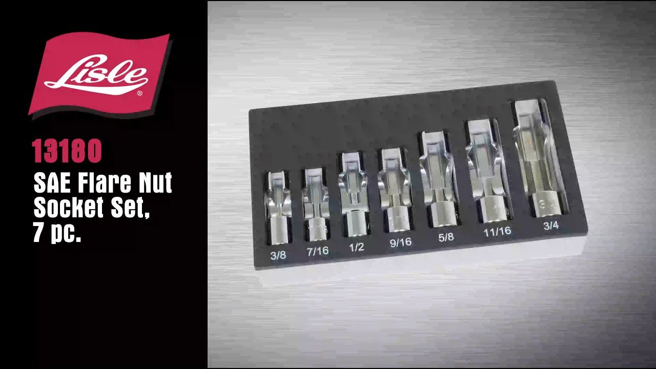 Lisle 13810 SAE Flare Nut Socket Set, 7 pc