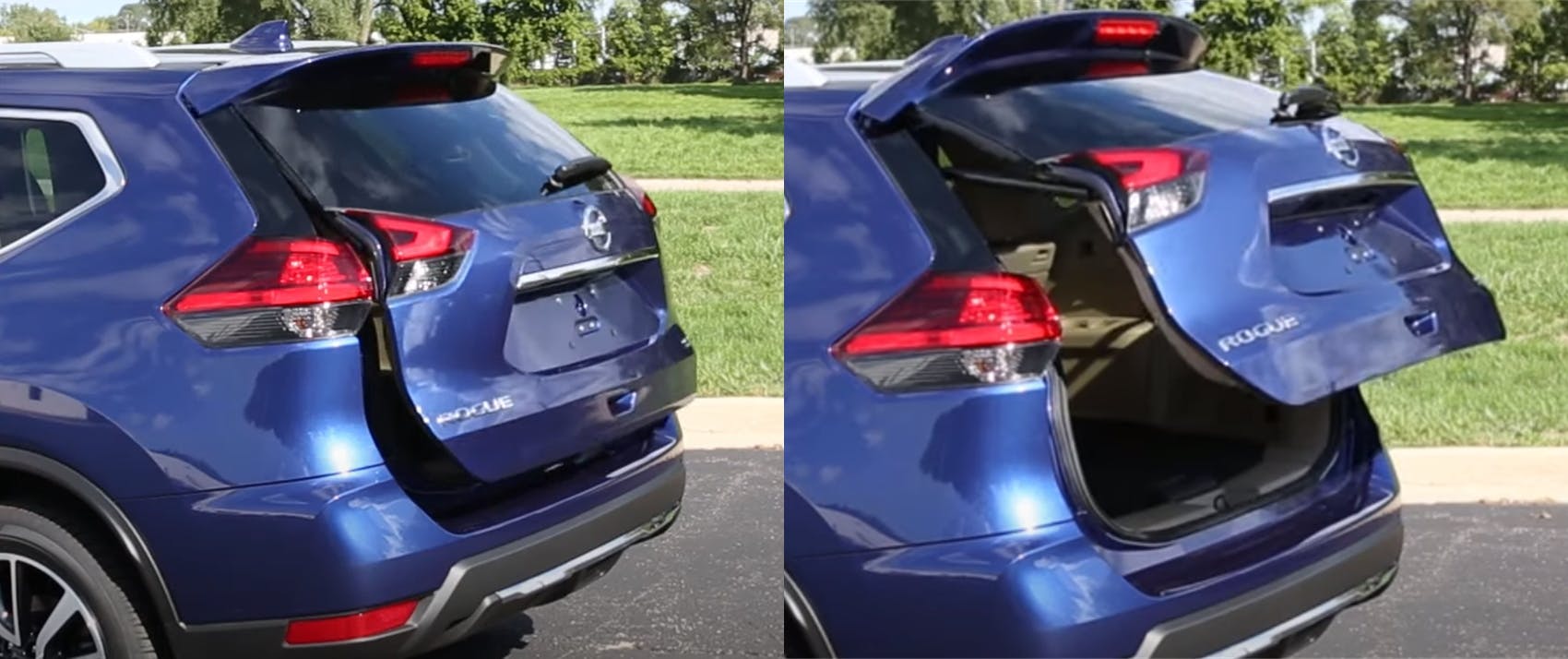 This photo shows the automatic liftgate on a 2016 Nissan Rogue.
