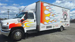 Holbert designed the exterior paint job on his truck, and with some help from one of his customers, they brought his design to life. Holbert designed the exterior paint job on his truck, and with some help from one of his customers, they brought his design to life.