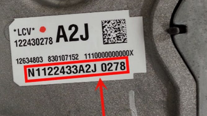 The engine ID number is outlined in red for purposes of this illustration.