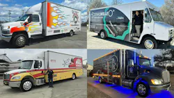 a collage of four photos of tool trucks a collage of four photos of tool trucks