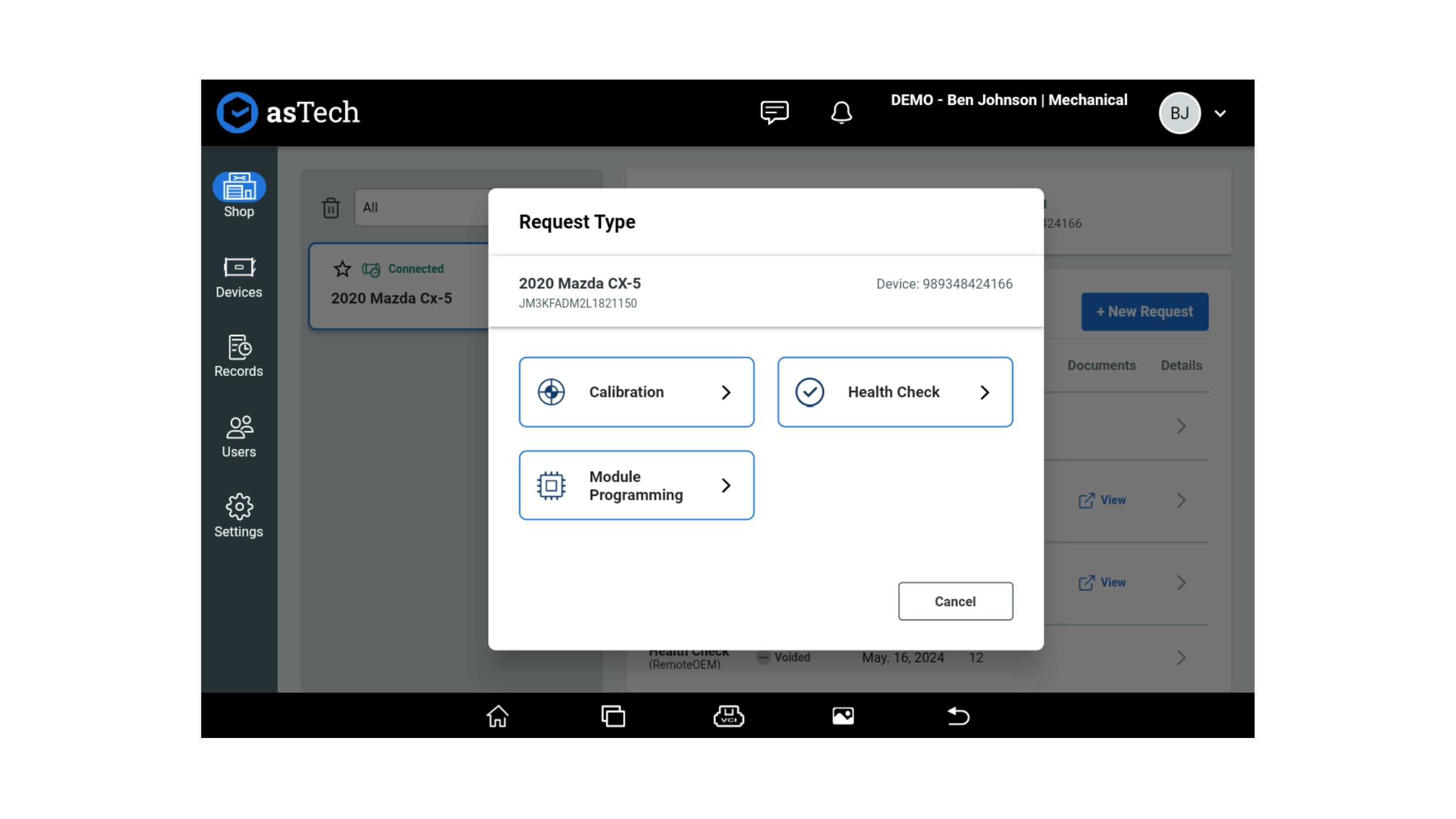 asTech Mechanical demo screen