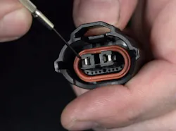 Figure 4- Spread terminals are a common/frequently encountered fault but they cannot be tested for directly when the connector terminates at a component. It’s best practice to verify terminal integrity before condemning any component. Figure 4- Spread terminals are a common/frequently encountered fault but they cannot be tested for directly when the connector terminates at a component. It’s best practice to verify terminal integrity before condemning any component.