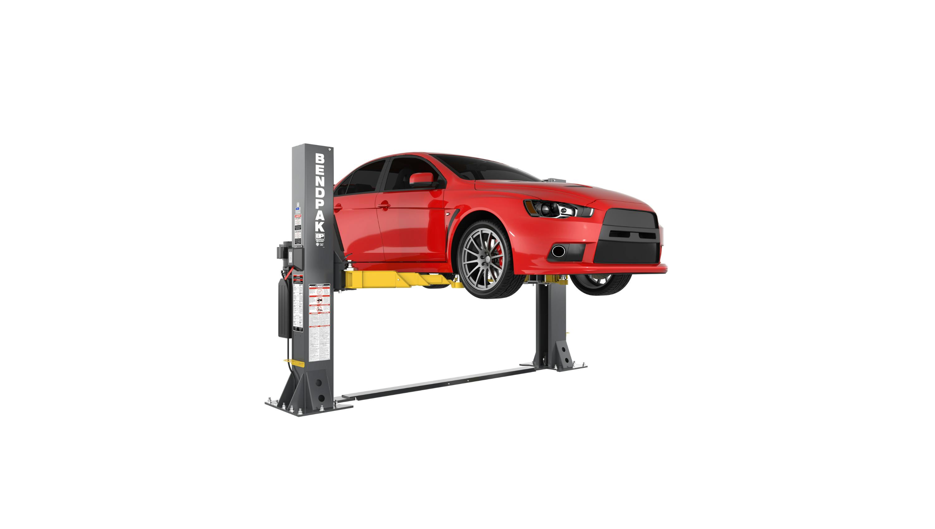 The BendPak 10AP-SRT lift with a red car on it.