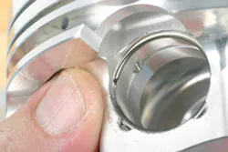 Closeup of an installed wire clip. Closeup of an installed wire clip.