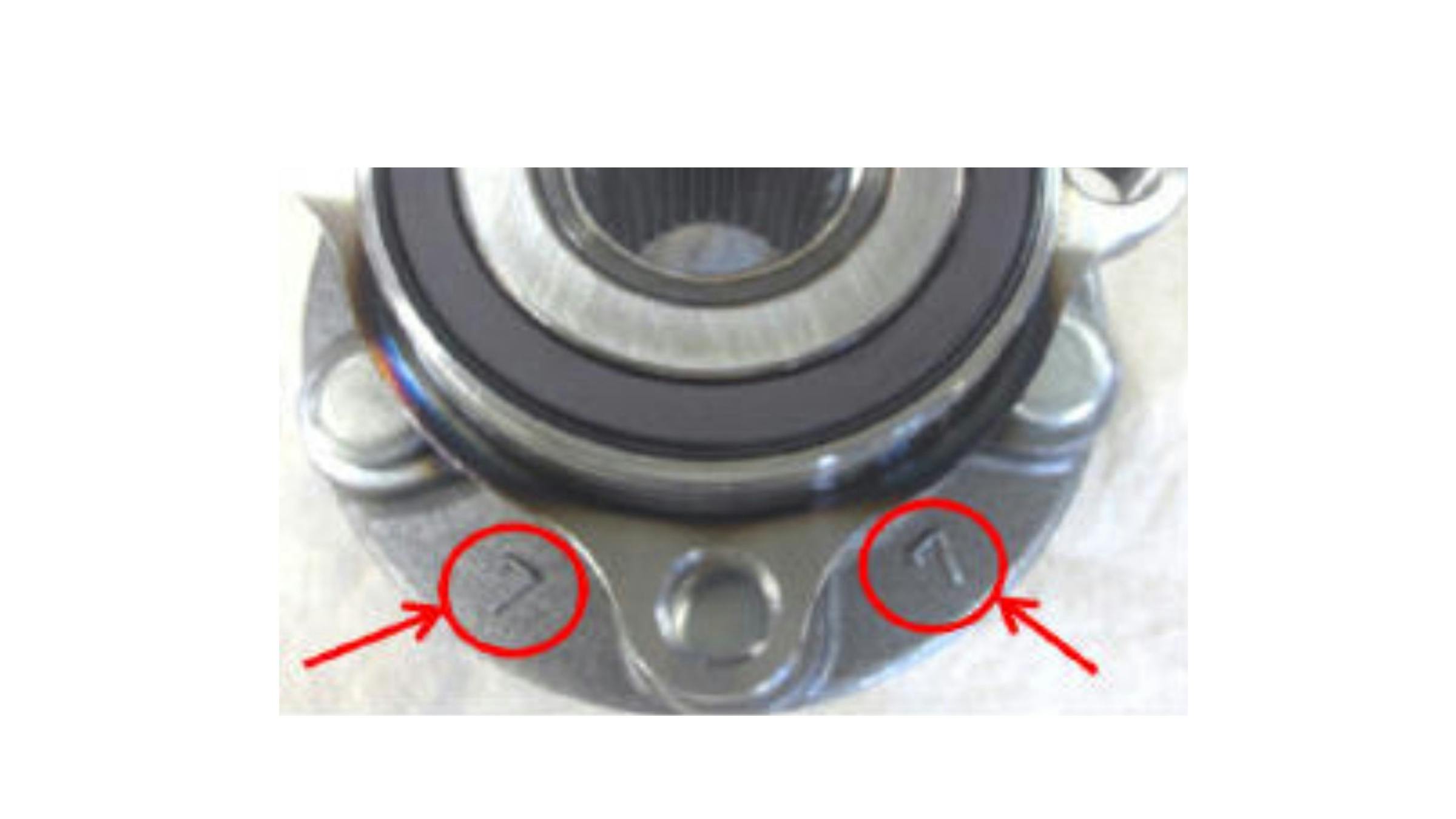 The new hub bearing design features the number 7 on the back of the flange.