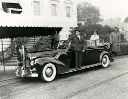 The 1939 Lincoln K-Series 'Sunshine Special' was the first presidential state car built to explicit Secret Service specifications. Originally an open-air touring car, it was heavily up-armored during World War II with bullet-resistant tires and one-inch-thick ballistic glass. The 1939 Lincoln K-Series 'Sunshine Special' was the first presidential state car built to explicit Secret Service specifications. Originally an open-air touring car, it was heavily up-armored during World War II with bullet-resistant tires and one-inch-thick ballistic glass.