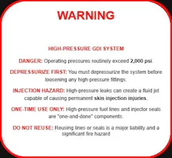 Systems at 2,000+ psi require mandatory depressurization to prevent skin injection. Always replace 'one-and-done' lines and seals, as reuse creates a high-pressure fire hazard. Systems at 2,000+ psi require mandatory depressurization to prevent skin injection. Always replace 'one-and-done' lines and seals, as reuse creates a high-pressure fire hazard.