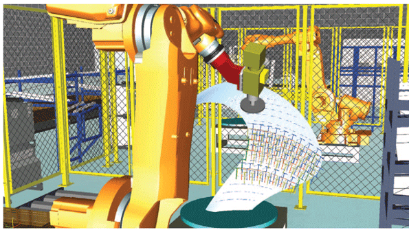 Simulating turbine blade polishing in a virtual setting helps to calculate cycle times with accuracy and to detect collisions to improve efficiency and safety