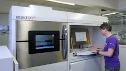 The EOSINT M 270 is among several models of direct metal lasersintering DMLS system that have been adopted for commercial production of finished components parts EOS and its partner GF AgieCharmilles demonstrated recently how manufacturers may be able to coordinate production of more advanced designs The EOSINT M 270 is among several models of direct metal lasersintering DMLS system that have been adopted for commercial production of finished components parts EOS and its partner GF AgieCharmilles demonstrated recently how manufacturers may be able to coordinate production of more advanced designs