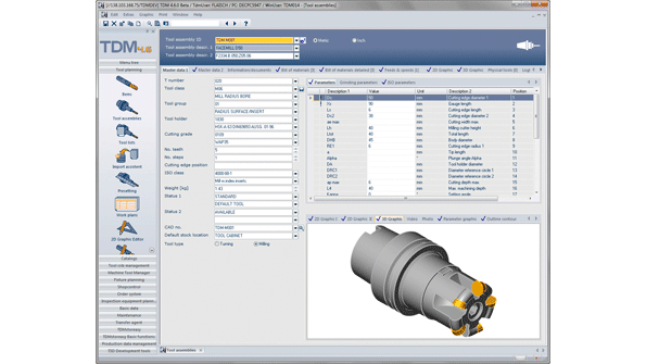 TDM software interfaces with all major CADCAM programs so accurate tool data 2D graphics and 3D models are available quickly