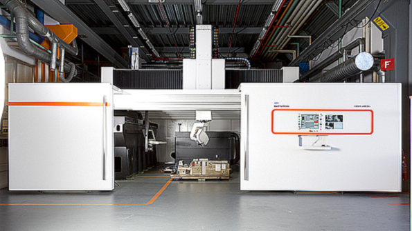 GF Machining Solutionsrsquo Laser 4000 5Ax machine operates around a workpiece parts remain stationary on the shop floor as the machinersquos axes move around it imparting a desired texturing on any face of the part surface