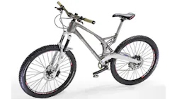 The finished mountain bike with a frame assembled from titanium parts produced by additive manufacturing The finished mountain bike with a frame assembled from titanium parts produced by additive manufacturing