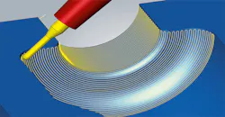 New hyperMILL® infeed strategy delivers top surface qualities for five-axis radial machining (blow molds). New hyperMILL® infeed strategy delivers top surface qualities for five-axis radial machining (blow molds).