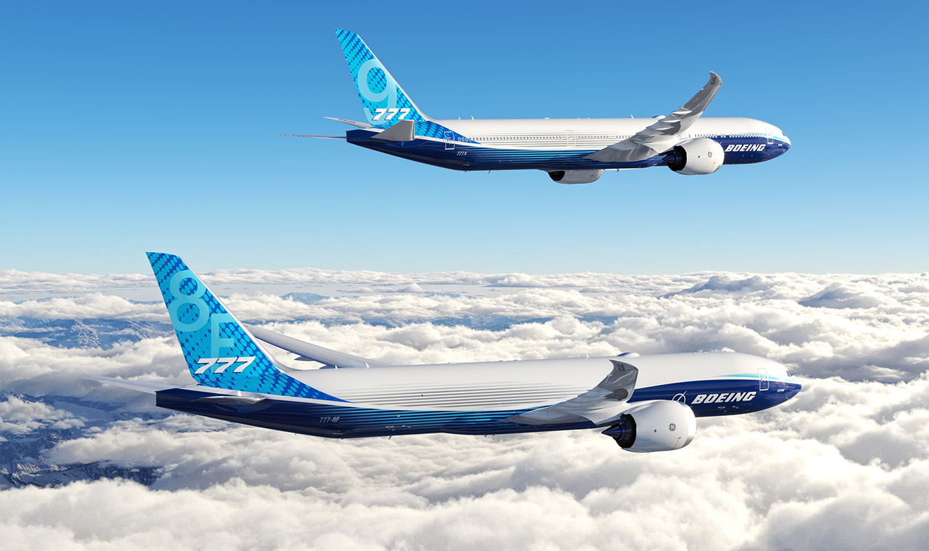 Boeing 777-8 Freighter and 777-9 widebody passenger aircraft.