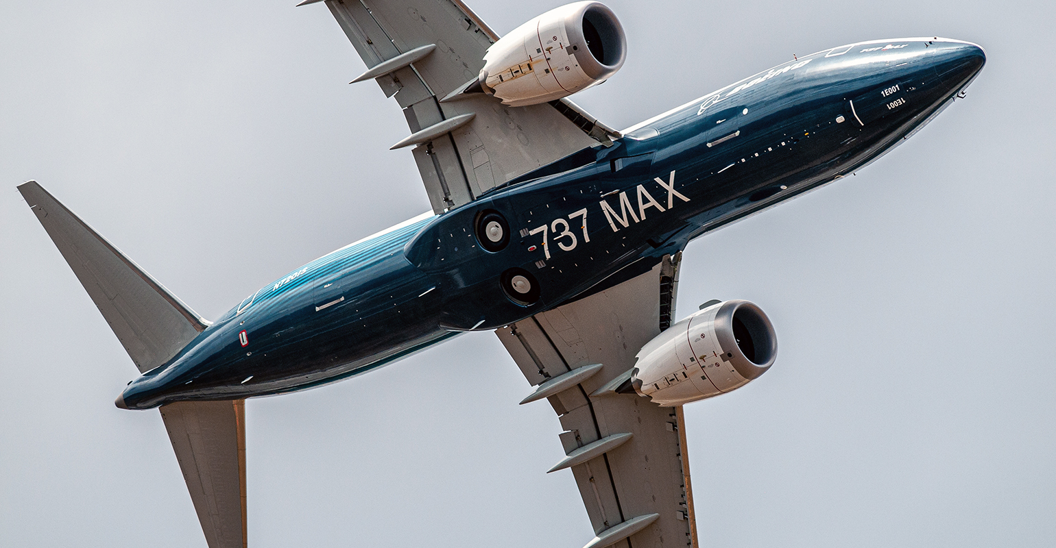 Boeing 737-7 MAX at the 2018 Farnborough International Airshow.