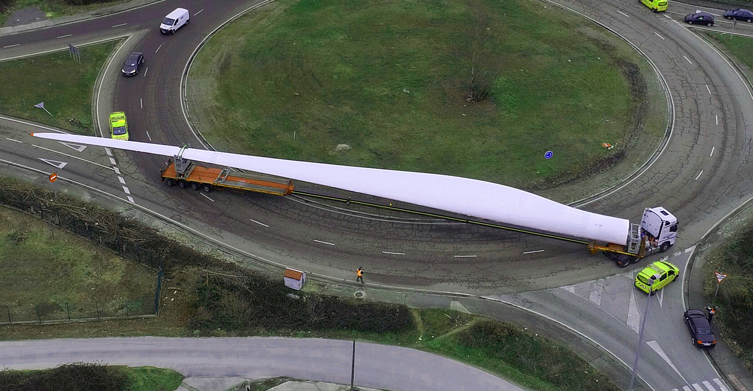 The 62-m thermoplastic and glass-fabric wind turbine blade, developed by the Zero wastE Blade ReseArch consortium and produced by LM Wind Power.