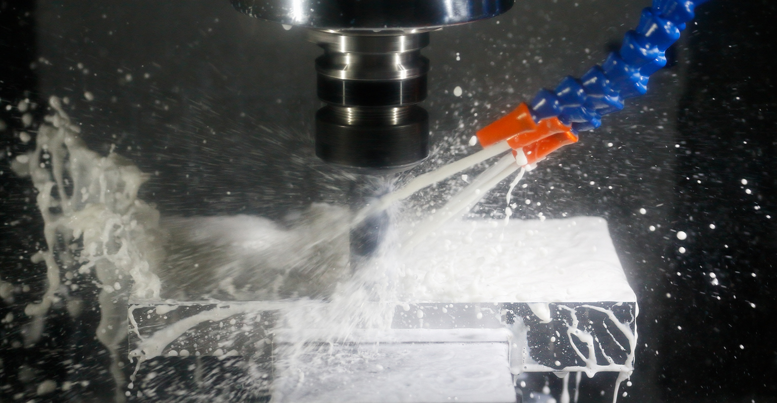 CNC milling process, with coolant.